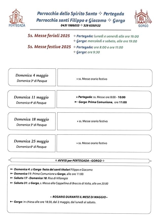 ORARI ED AVVISI - PERTEGADA 
